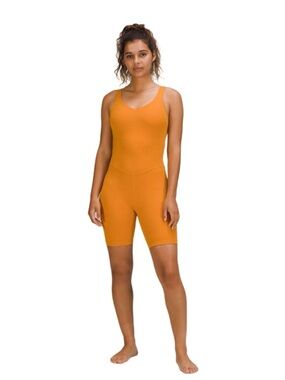 LULULEMON Align Onesie Autumn Orange One Piece Romper 8” Shorts Size 0